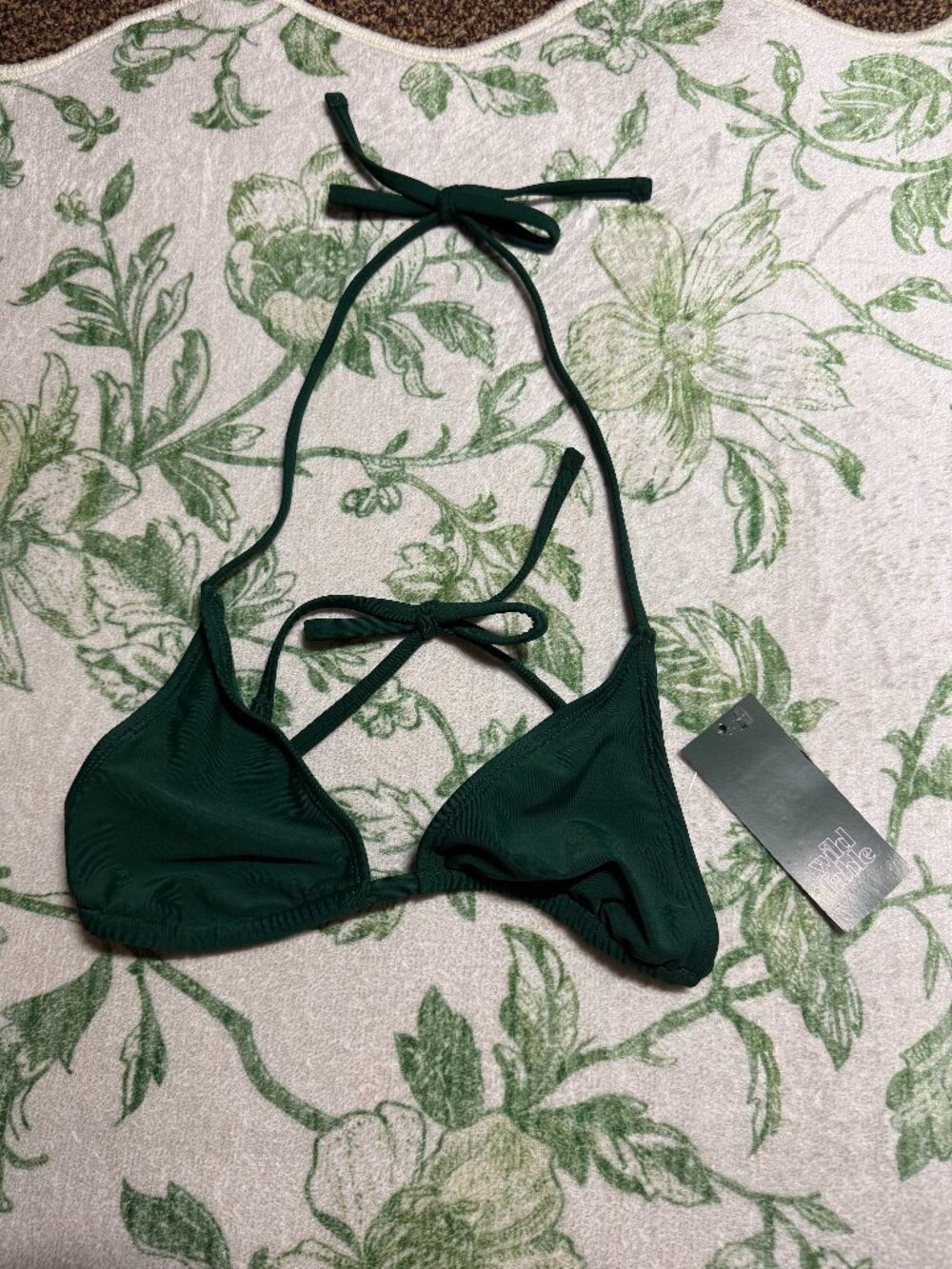 wild fable dark green triangle bikini top. classic halter neck ties. NWT